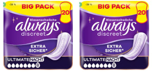 2 x Always Discreet Ultimate Night Compresas incontinencia mujer 20 unidades a 9.98€
