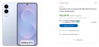 Samsung Galaxy S25 Edge 256 GB por $9,227 en Sam's Club
