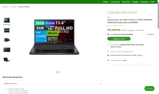 Laptop Acer Nitro i5-13420H RTX 5050 por $13,941 | Bodega Aurrera (Débito)