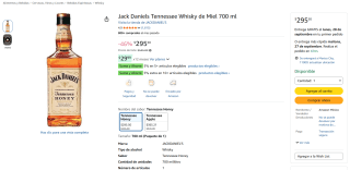 Jack Daniels Tennessee Honey 700ml por $296 en Amazon