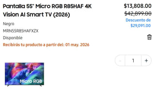 Smart TV Samsung 55" 4K por $13,808 | Tienda Santander
