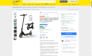 Scooter Eléctrico Honey Whale M1 LITE por $3,204 | Mercado Libre