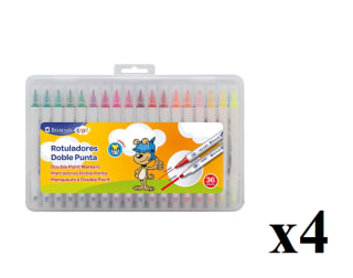 4 x Rotuladores Lavables Doble Punta Pack 36 Colores Neutro por 3.96€