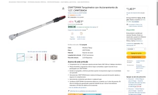 Torquímetro CRAFTSMAN 1/2" 250 ft-lbs por $1,452 | Oferta Amazon