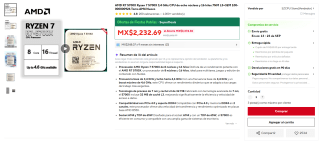Procesador AMD Ryzen 7 5700X por $2,243 en AliExpress