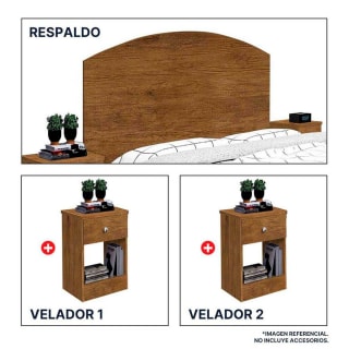 Respaldo + 2 Veladores Casanova 2 Plazas Jequitiba por $39.950
