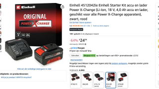 Einhell 18 V/4.0 Ah Power X-Change starter kit voor €24,99 Amazon