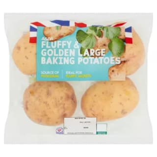ASDA Fluffy & Golden Baking Potatoes 4 Pack for £0.60