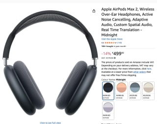 Apple AirPods Max 2 voor €499 bij AMazon
