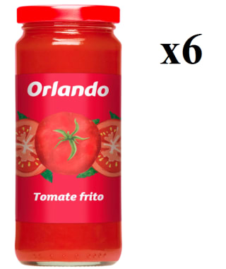 Pack 6 Orlando Tomate Frito Clásico Frasco, Sin Gluten Ni Conservantes. 340g a 6€
