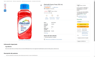 Electrolit Suero Fresa 355ml por $15 | Oferta Amazon