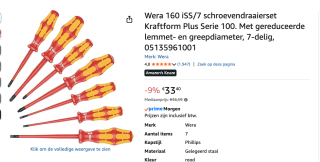 Wera Kraftform 100 VDE - Schroevendraaierset voor €33,40 bij Amazon