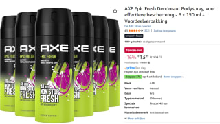 Axe Epic Fresh deodorant bodyspray - 6 x 150 ml voor €13,99 bij Amazon