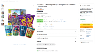 Barcel Caja Takis Fuego 480g por $54 en Amazon