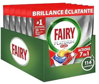 Lot de 114 tablettes lave-vaisselle Fairy Platinum Plus Tout-en-1 à 18,90€
