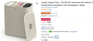 Joseph Joseph Tota - Trio 90-liter wasmand met deksel voor €60,99 dmv code bij Amazon