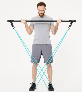 Barra Entrenamiento Musculación 2 Bandas Elásticas 15 kg por 24.99€