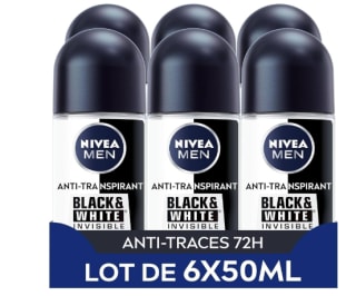 Déodorant NIVEA MEN Bille Black & White Invisible (6 x 50ml) à 8,69€