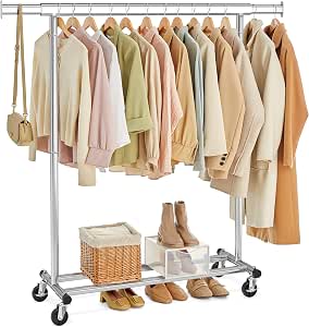 SONGMICS Burro Ropa con Ruedas, Extensible, Carga de 100 kg por 26.95€