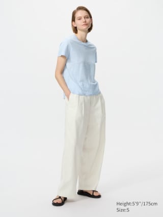 100% Linen Crew Neck T-Shirt for €19,90 at Uniqlo