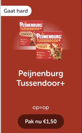 Peijnenburg Tussendoor gratis met €1,50 cashback bij Jumbo en Tikkie