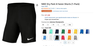 Nike Dri-FIT Park 3 Heren Korte Voetbalbroek voor €11,99 bij Amazon