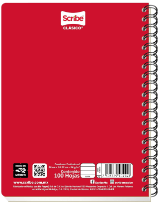 Scribe Clásico Cuaderno Profesional C.5 (100 hojas) por $38 en Amazon