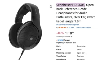 Sennheiser HD 560S voor €118,97 bij Amazon