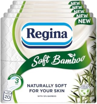 Regina Soft Bamboo 20 Rolls of Toilet Tissue, 3-Ply for £6.93 at Amazon