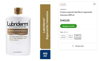 Lubriderm Reparación Intensiva 400ml por $73 | Oferta Bodega Aurrera