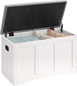 VASAGLE Banco Arcón con Tapa, 2 Bisagras de Seguridad por 50.99€