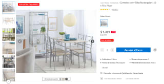 Comedor con 4 Sillas Rectangular por $1,259 | Oferta Sodimac
