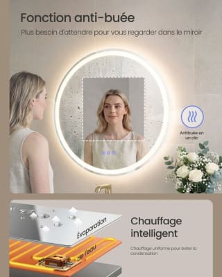 SONGMICS Miroir mural rond 61 cm pour 62,99€ à Songmics