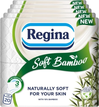 Regina Soft Bamboo 20 Rolls of Toilet Tissue, 3-Ply for £6.93 at Amazon