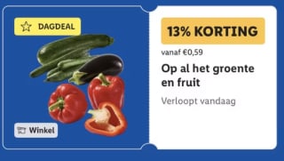 13% korting op alle groente & fruit bij Lidl