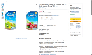 Pack 2x1050ml Jabón Líquido Kiwi Starfruit & Cherry por $88 | Amazon