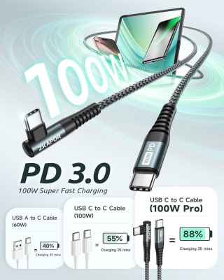 ZKAPOR Câble USB C 2M 100W pour 5,36€ chez Amazon
