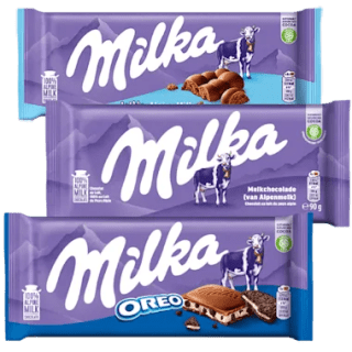 Milka chocolade (87-100 g) voor €1 bij PLUS
