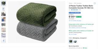 2 Piezas toallas de baño 70x140cm por $121 en Mercado Libre