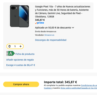 Google Pixel 10a de 128 GB por 345.87€ en Amazon