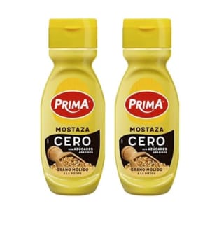 Pack 2 de Prima Mostaza Cero, mismo sabor sin azúcares añadidos. 265 g por 1.9€