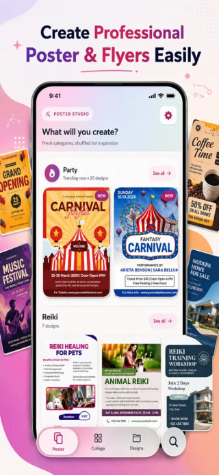 Gratis AI Poster Maker Flyer-ontwerp bij Apple