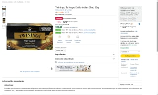 Twinings Te Negro Indian Chai 50g por $103 | Amazon