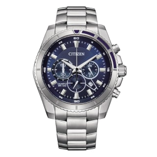 Citizen Men's Blue Chronograph Dial Stainless Steel Bracelet Watch