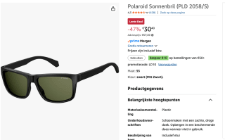 POLAROID Zonnebril voor €30,40 bij Amazon
