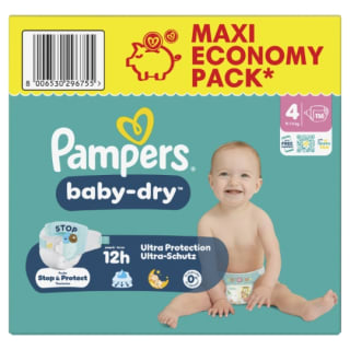 Couches Bébé 9-14kg Taille 4 Baby Dry PAMPERS pour 35,90€