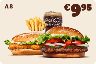 Long Chicken + Whopper + friet + frisdrank voor €9,95 bij Burger King