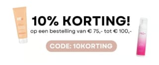 10% korting bij besteding van €75 to €100 bij Haarpro