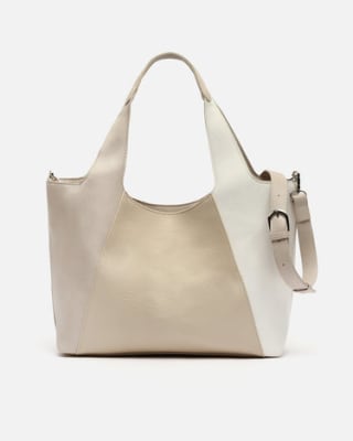 Bolso de hombro tricolor con asa bandolera extraíble color camel por 18€