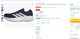 adidas Tenis para Correr Response Runner 2 Unisex por $859 en Amazon